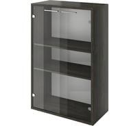 Шкаф Монолит Дублин низкий (800x400x1250) (ДБ23+ДБ45П_2+ДБ48_2) стекло прозрачное Дерево карбон12 ДБ53.12