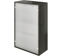 Шкаф Монолит Дублин низкий (800x400x1250) (ДБ23+ДБ45С_2+ДБ48_2) стекло сатин Дерево карбон12 ДБ49.12