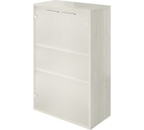 Шкаф Монолит Дублин низкий (800x400x1250) (ДБ23+ДБ45С_2+ДБ48_2) стекло сатин Скандинавское дерево белое38 ДБ49.38