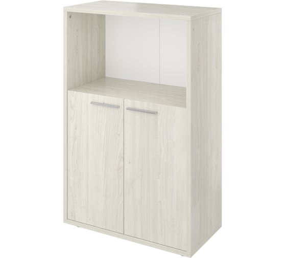 Шкаф низкий Монолит ДБ46 1 открытая полка, 800x400x1250 (ДБ23+ДБ27_2) Скандинавское дерево белое38 ДБ46.38 1