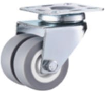 Сдвоенное мебельное колесо TOR SCnd 25, 50 мм, площадка, серая резина, подш. скольж., 1027262