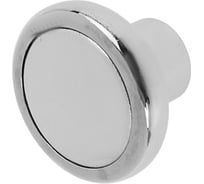 Ручка кнопка TUNDRA РК101 цвет хром с белой вставкой 2388006