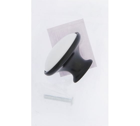 Ручка кнопка TUNDRA РК023BL LIGHT чёрная с белой вставкой 4676291