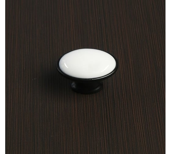 Ручка кнопка TUNDRA РК023BL LIGHT чёрная с белой вставкой 4676291