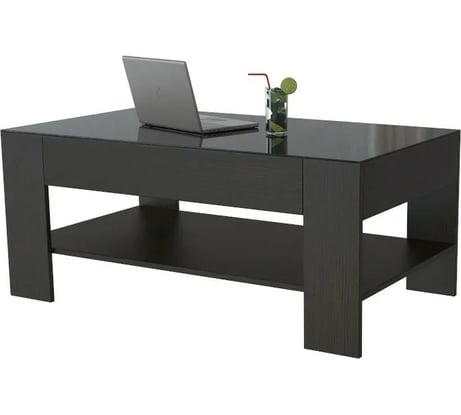 Журнальный стол Мебелик BeautyStyle 26 венге/стекло черное 1064