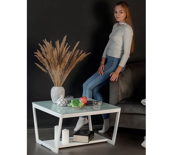 Журнальный стол Мебелик BeautyStyle 1 белый глянец/стекло белое 5275