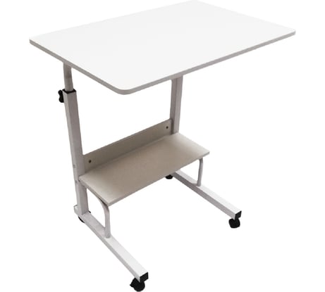 Прикроватный стол для ноутбука URM на колесиках, с регулировкой высоты, белый, 40х80 см S00236