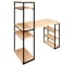 Стол стеллаж письменный, компьютерный Solarius Loft с полками и открытой тумбой, 120x60 см, без шлифовки и покраски с черным каркасом stol-stellaz-net-12060-black 1