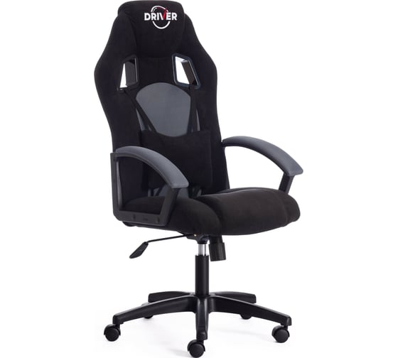 Кресло TetChair DRIVER флок/ткань черный/серый 35TW-12 15031