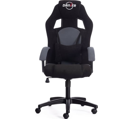 Кресло TetChair DRIVER флок/ткань черный/серый 35TW-12 15031