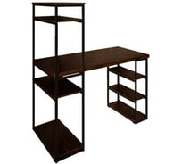 Стол стеллаж письменный, компьютерный Solarius Loft с полками и открытой тумбой, 110x60 см, цвет венге с черным каркасом stol-stellaz-ven-11060-black