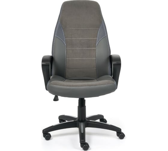 Кресло TetChair INTER кожзам/флок/ткань серый металлик C-3629TW-12 15029