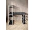 Стол стеллаж письменный, компьютерный Solarius Loft с полками и открытой тумбой, 110x60 см, цвет черного оникса с белым каркасом stol-stellaz-onix-11060-white 4