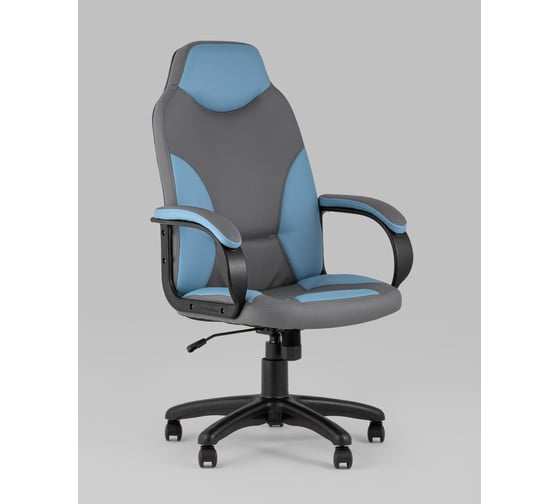 Игровое компьютерное кресло Стул Груп Кронос экокожа серый/синий fb-kronos-blue