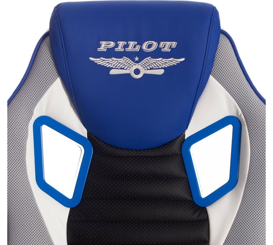 Кресло TetChair PILOT кожзам/ткань черный перфорированный серый/синий 36-606TW-1436-39 15289