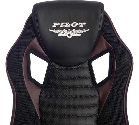 Кресло TetChair PILOT кожзам/ткань черный/черный перфорированный коричневый 36-636-60636-36TW-11 15315