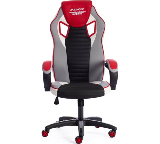Кресло TetChair PILOT кожзам/ткань черный перфорированный серый/красный 36-606TW-1436-161 15288