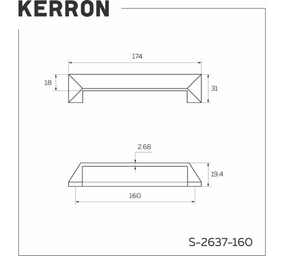 Ручка-скоба KERRON 160 мм, графит, S-2637-160 GF