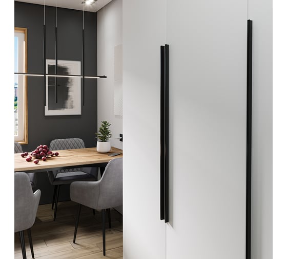 Накладная ручка KERRON Г-образная 1056 мм, матовый черный S-2639-1056 BL S-2639-1056 BL