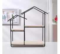 Полка 2-х ярусная Доляна Домик 28.5х11.5х23 см, черный 5231776