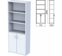 Шкаф полузакрытый ОФИСМАГ Арго (ш770Хг370Хв2000 мм), 2 двери, 4 полки, серый, А-310, ш/к 36185 641617