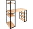 Стол стеллаж Solarius Loft письменный, компьютерный с полками и открытой тумбой, 130x60 см, без шлифовки и покраски с черным каркасом stol-stellaz-net-13060-black 1