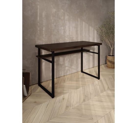Стол компьютерный Solarius Loft, 110x60 см, с полкой под столешницей, цвета венге с черным металлическим каркасом stol-polka-ven-11060-black