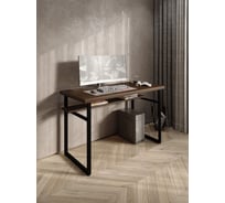Стол компьютерный Solarius Loft, 100x60 см, с полкой под столешницей, цвета темного дуба с черным металлическим каркасом stol-polka-temd-10060-black