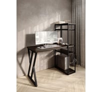 Стол-стеллаж письменный Solarius Loft, 100x60x148 см, с четырьмя полками, цвета венге с черным металлическим каркасом и Z-образной ножкой stol-stellaz-4polki-ven-10060-Z-black