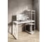 Стол-стеллаж письменный Solarius Loft, 110x60x148 см, с четырьмя полками, белого цвета с белым металлическим каркасом и крестообразной ножкой stol-stellaz-4polki-bel-11060-krest-white 1