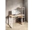 Стол-стеллаж письменный Solarius Loft, 110x60x148 см, с четырьмя полками, без шлифовки и покраски с белым металлическим каркасом и крестообразной ножкой stol-stellaz-4polki-net-11060-krest-white 1