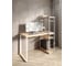 Стол-стеллаж письменный Solarius Loft, 120x60x148 см, с четырьмя полками, без шлифовки и покраски с белыми металлическими Лофт ножками stol-stellaz-4polki-net-12060-white 1