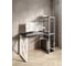 Стол-стеллаж письменный Solarius Loft, 140x60x148 см, с четырьмя полками, цвета черного оникса с белым металлическим каркасом и крестообразной ножкой stol-stellaz-4polki-onix-14060-krest-white 1