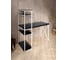 Стол-стеллаж письменный Solarius Loft, 140x60x148 см, с четырьмя полками, цвета черного оникса с белым металлическим каркасом и крестообразной ножкой stol-stellaz-4polki-onix-14060-krest-white 2