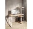 Стол-стеллаж письменный Solarius Loft, 140x60x148 см, с четырьмя полками, без шлифовки и покраски с белым металлическим каркасом и Z-образной ножкой stol-stellaz-4polki-net-14060-Z-white 1