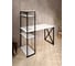 Стол-стеллаж письменный Solarius Loft, 140x60x148 см, с четырьмя полками, белого цвета с черным металлическим каркасом и крестообразной ножкой stol-stellaz-4polki-bel-14060-krest-black 1