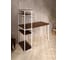 Стол-стеллаж письменный Solarius Loft, 140x60x148 см, с четырьмя полками, цвета темного дуба с белыми металлическими Лофт ножками stol-stellaz-4polki-temd-14060-white 1