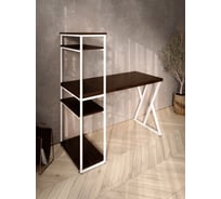 Стол-стеллаж письменный Solarius Loft, 90x60x148 см, с четырьмя полками, цвета венге с белым металлическим каркасом и Z-образной ножкой stol-stellaz-4polki-ven-9060-Z-white