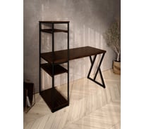 Стол-стеллаж письменный Solarius Loft, 90x60x148 см, с четырьмя полками, цвета венге с черным металлическим каркасом и Z-образной ножкой stol-stellaz-4polki-ven-9060-Z-black
