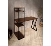 Стол-стеллаж письменный Solarius Loft, 90x60x148 см, с четырьмя полками, цвета темного дуба с черным металлическим каркасом и Z-образной ножкой stol-stellaz-4polki-temd-9060-Z-black