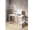 Стол письменный Solarius Loft, 110x60x76.5 см, открытая тумба с тремя полками, компьютерный стол белого цвета с белыми металлическими Лофт ножками stol-tumba-3polki-bel-11060-white 2