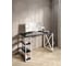 Стол письменный Solarius Loft, 120x60x76.5 см, открытая тумба с тремя полками, компьютерный стол цвета черного оникса с белыми металлическими крестообразными ножками stol-tumba-3polki-onix-12060-krest-white 1