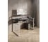 Стол компьютерный Solarius Loft, 140x60 см, с подставкой под монитор и полкой под столешницей, цвета черного оникса с белым металлическим каркасом stol-podstavka-polka-onix-14060-white 1