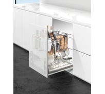 Выдвижная многофункциональная корзина Mebax 2 уровня, напр. нижние, (хр.железо/пластик) модуль 400мм, 450х360х465, 00-00003277