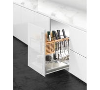 Выдвижная многофункциональная корзина Mebax 2 уровня, напр. нижние, (хр.железо/бамбук) модуль 300мм, 450х240х465, 00-00003262