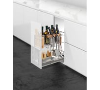 Выдвижная многофункциональная корзина Mebax 2 уровня, напр. нижние, (хр.железо/бамбук) модуль 200мм, 450х160х465, 00-00003264