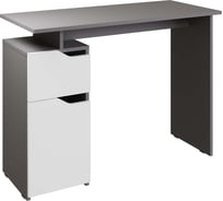 Стол письменный компьютерный с тумбой ЛАЙТ Серый шифер / Белый/ МК 00-00028290