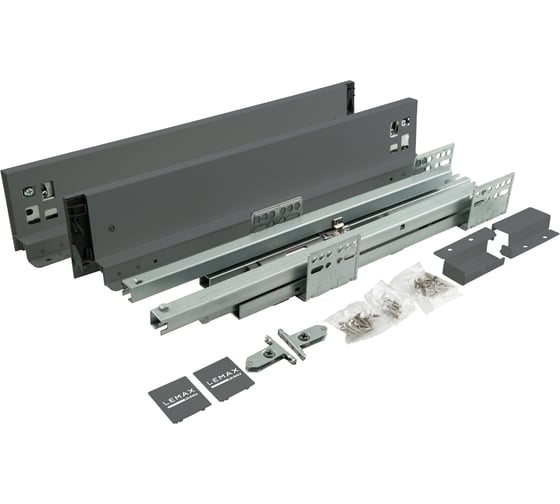 Комплект системы выдвижения Lemax PROF Lembox, H=84, L=400 мм, серый Lembox-84-400-GR-S
