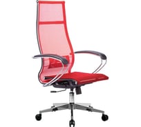 Офисное кресло МЕТТА К-4-Т хром, прочная сетка, сиденье и спинка регулируемые, красное 532447