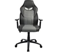 Кресло игровое Filum пластиковая крестовина, спинка/сиденье экокожа, подлокотники с регулировкой по высоте, элементы из хрома, черно-серое FL-CH-G-040